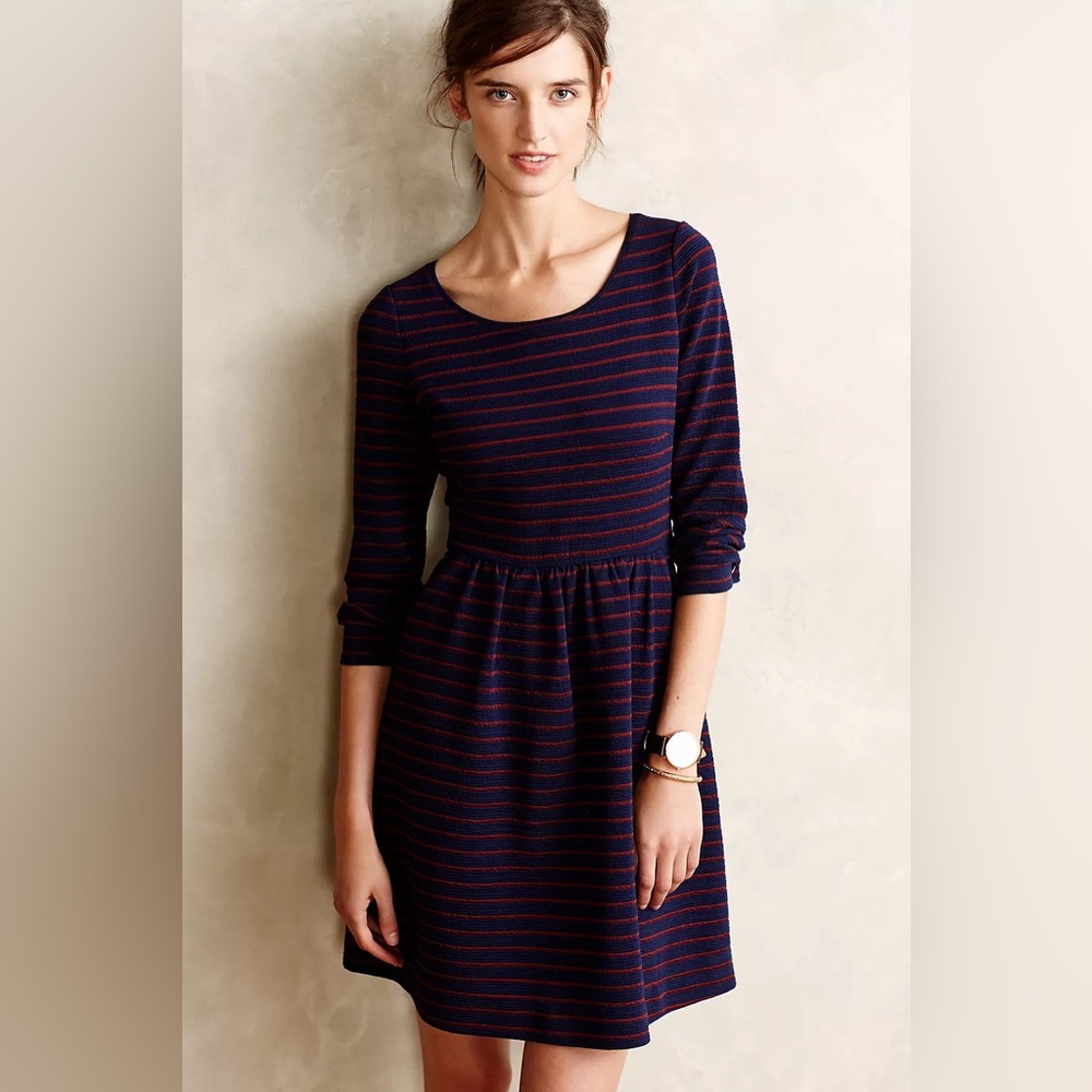 Anthropologie Maeve Brenna Striped Dress with Pockets Women's size 12